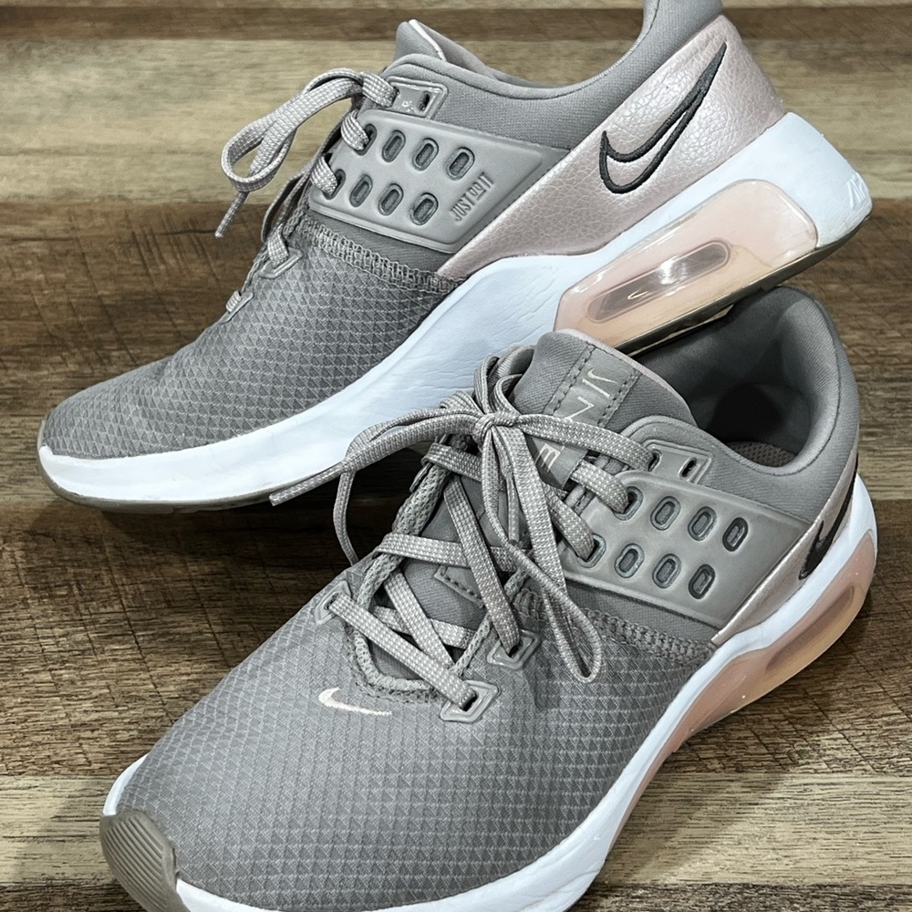 Nike Women's Greige with a pink iridescent accent heel Athletic Shoes